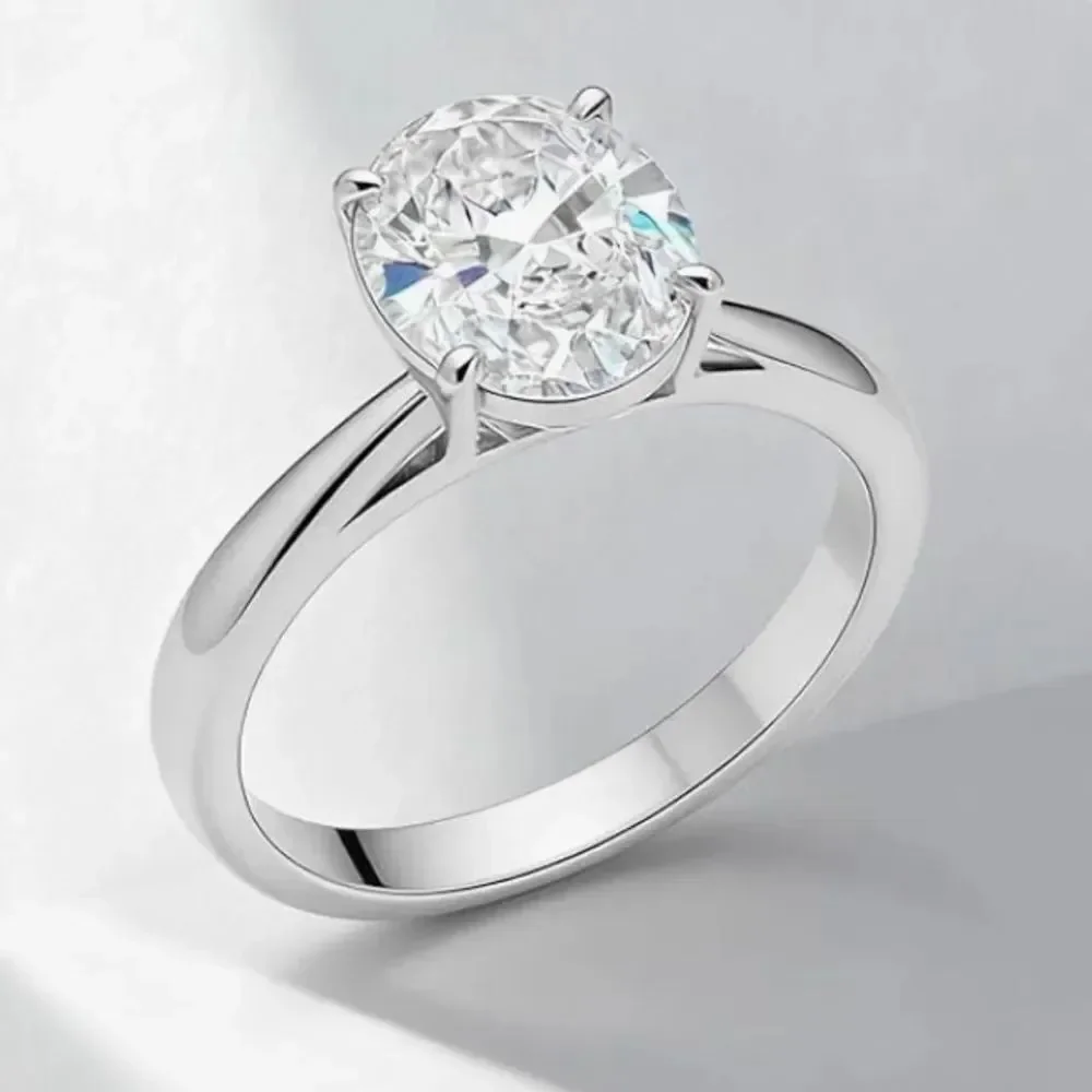 🔹 NEW Stunning & Elegant Silver Oval-Cut CZ 5 Carat Ring 🔹